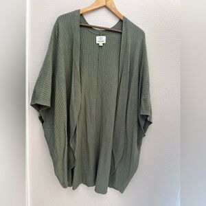 Aerie OFFLINE Olive Green Wool Blend Women's Short Sleeve Sweater Cardigan M